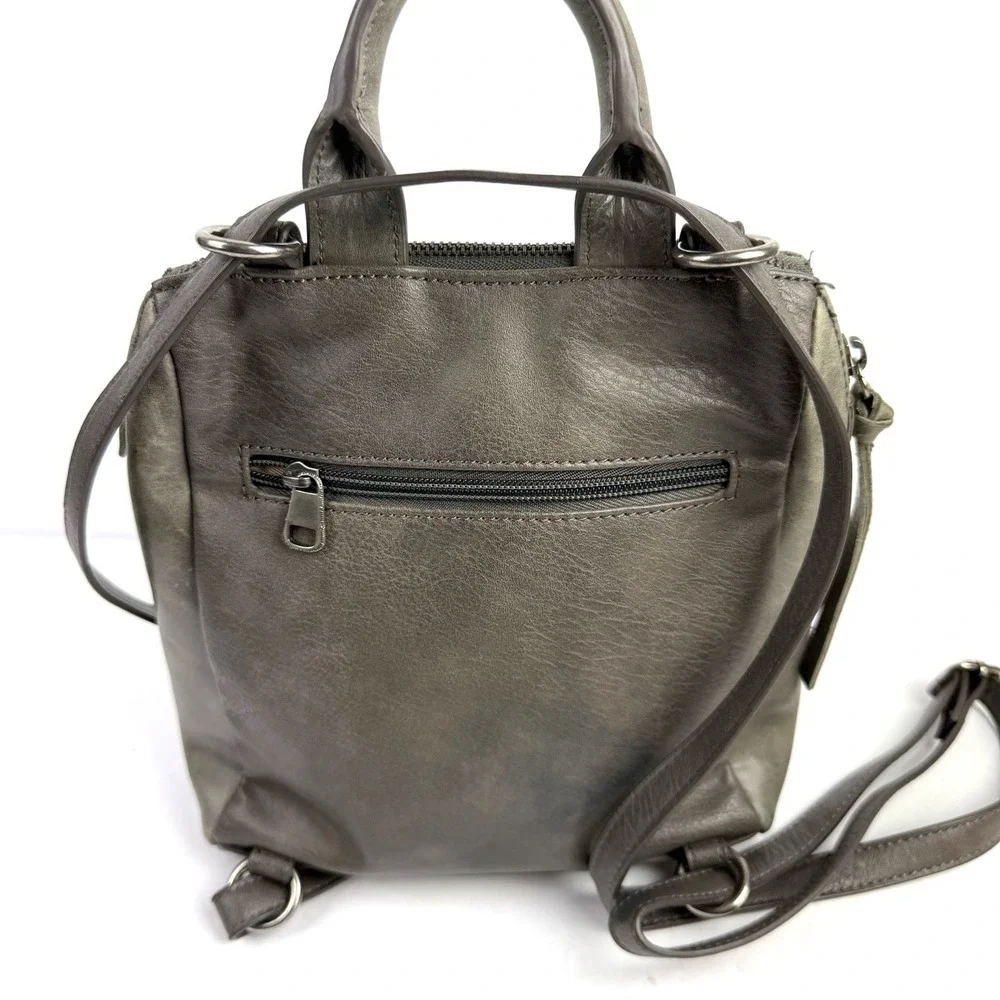 The Sak Loyola Convertible Backpack Gray Soft Tooled Leather Handbag